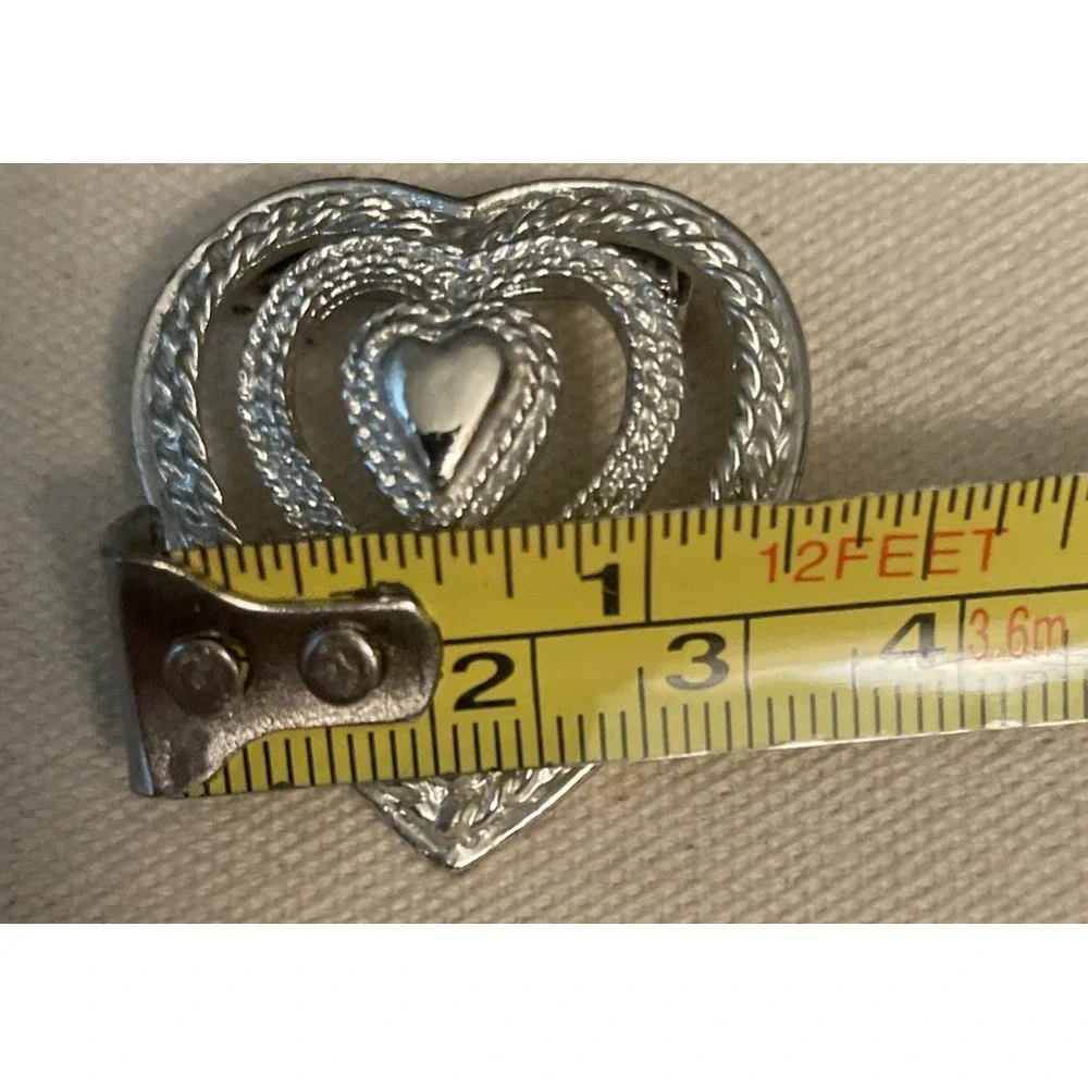 Gerry's Silver Tone Filigree Triple Heart  Brooch or Pendant Signed